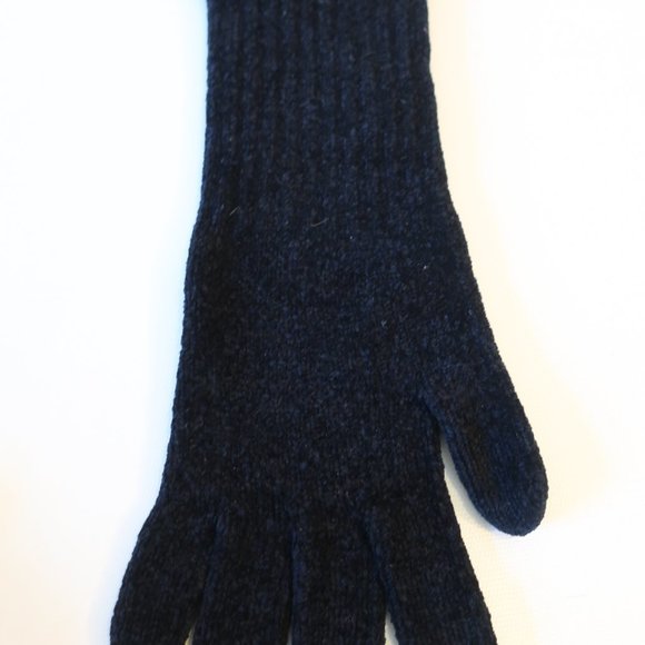 Womens Shag Boutique Black Chenille Wrist Length Gloves Sz S* - Picture 4 of 4